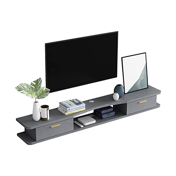 Suuim Meuble TV Mural, Meuble TV Flottant, étagère de Composants, Meuble TV Mural avec 2 Portes, Meuble TV Suspendu, étagère 