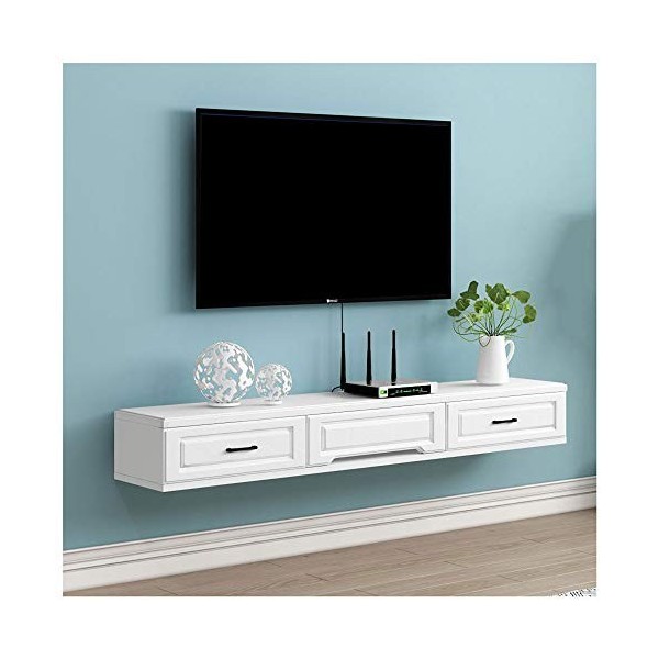 Meuble TV Moderne, Console TV Flottante avec 2 tiroirs et étagère de Rangement multimédia, Meuble TV Meuble TV pour Salon, Su