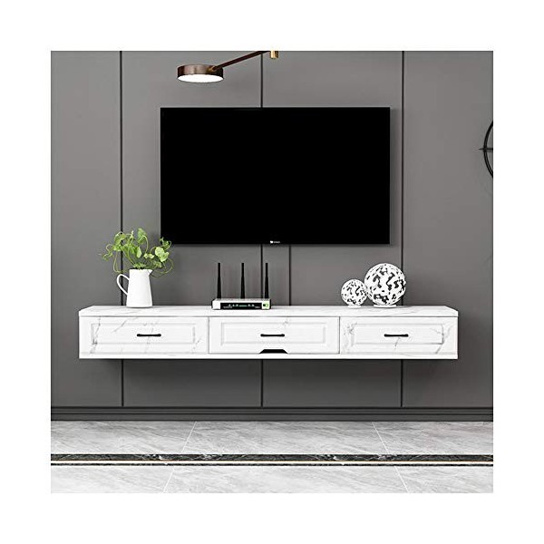 Meuble TV Moderne, Console TV Flottante avec 2 tiroirs et étagère de Rangement multimédia, Meuble TV Meuble TV pour Salon, Su