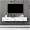 Meuble TV Moderne, Console TV Flottante avec 2 tiroirs et étagère de Rangement multimédia, Meuble TV Meuble TV pour Salon, Su