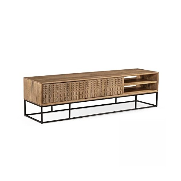 Oviala Meuble TV en manguier Massif sculpté