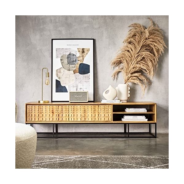 Oviala Meuble TV en manguier Massif sculpté