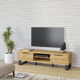 PRICE FACTORY just for you Meuble TV XL 180cm Collection Milo. Coloris chêne. Style Design.