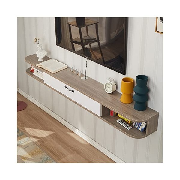 Meuble TV Suspendu Meuble De Télévision Flottant Console Centrale De Divertissement Autoportante avec Compartiments Ouverts p