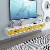 Meuble TV Flottant, Étagère De Télévision Murale avec 3 Tiroirs pour Unité De Divertissement Murale De Chambre À Coucher De B