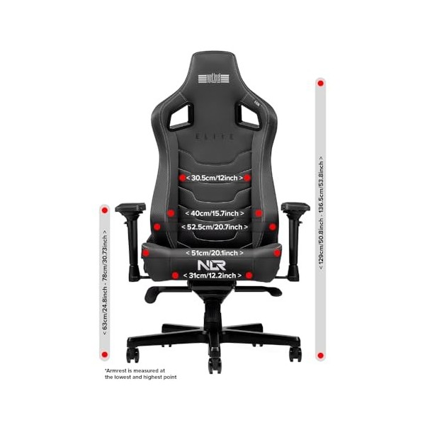 Next Level Racing Elite Chair Black Leather Edition Gaming, Taille Unique
