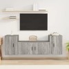 Meuble TV 3 pièces en bois Sonoma gris