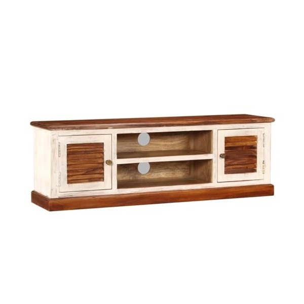 CARESHINE Meuble TV Rustique en Bois Massif - Meuble TV en Bois |Console multimédia en sheesham |Meuble de Rangement TV 120 c