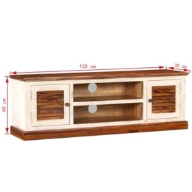 CARESHINE Meuble TV Rustique en Bois Massif - Meuble TV en Bois |Console multimédia en sheesham |Meuble de Rangement TV 120 c