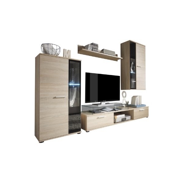 trendteam smart living 1205-947-42 Salsa Ensemble Meubles TV Chêne Clair Rugueux LxHxP 241 x 180 x 40 cm