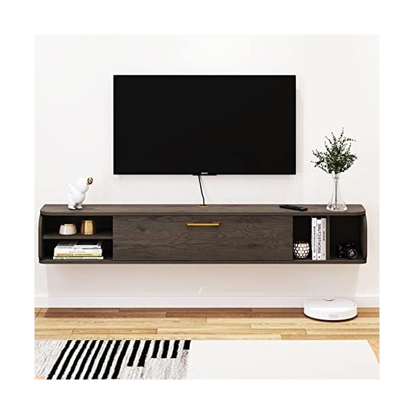 FPIGSHS Console Multimédia Murale, Étagère Flottante Meuble De TV 146.8cm, Étagère Audio Vidéo, Étagère pour Décodeur TV