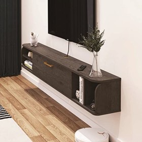 FPIGSHS Console Multimédia Murale, Étagère Flottante Meuble De TV 146.8cm, Étagère Audio Vidéo, Étagère pour Décodeur TV