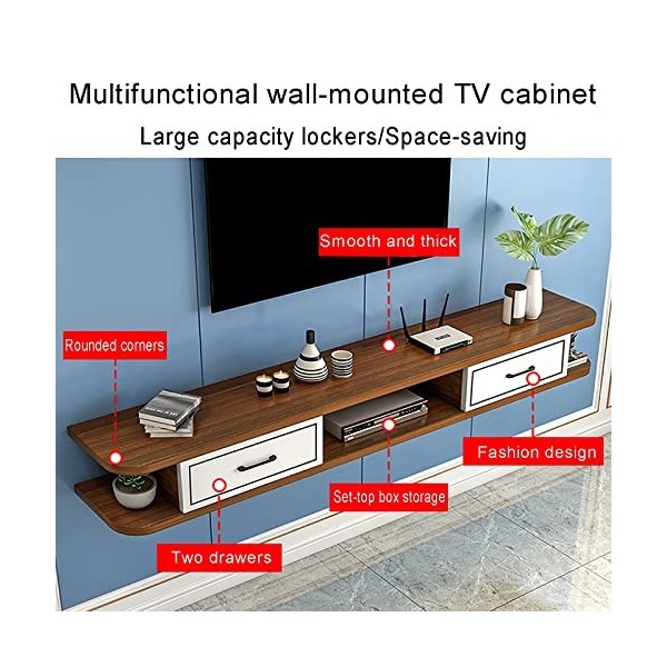 WANGPP Meuble TV/Meuble TV Flottant Mural,Meuble TV Suspendu,étagère Murale,avec Tiroir Et Unité De Rangement Console Audio/v