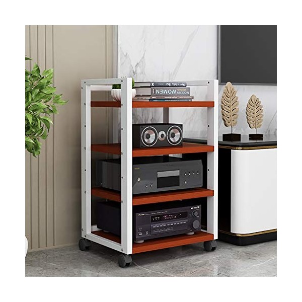 CHAOYANG Supports TV Equipement Audio Rack en Rack à 4 Couches Coffret CD avec poulie Mobile/écartement du stratifié réglable