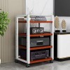 CHAOYANG Supports TV Equipement Audio Rack en Rack à 4 Couches Coffret CD avec poulie Mobile/écartement du stratifié réglable