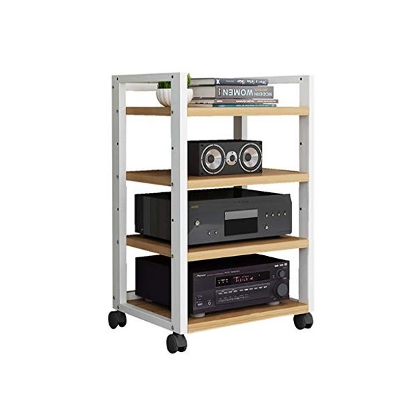 CHAOYANG Supports TV Equipement Audio Rack en Rack à 4 Couches Coffret CD avec poulie Mobile/écartement du stratifié réglable
