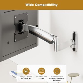 RICOO Support Murale TV Orientable S2722 Inclinable Universel 27-47" 69-119cm Fix ation Mural Télévision LED/LCD/Incurvée V