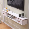 Meuble de télévision Mural en Bois Massif avec étagère Murale à tiroir Étagère Flottante Set Top Box routeur détagère de Sto