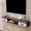 Meuble de télévision Mural en Bois Massif avec étagère Murale à tiroir Étagère Flottante Set Top Box routeur détagère de Sto
