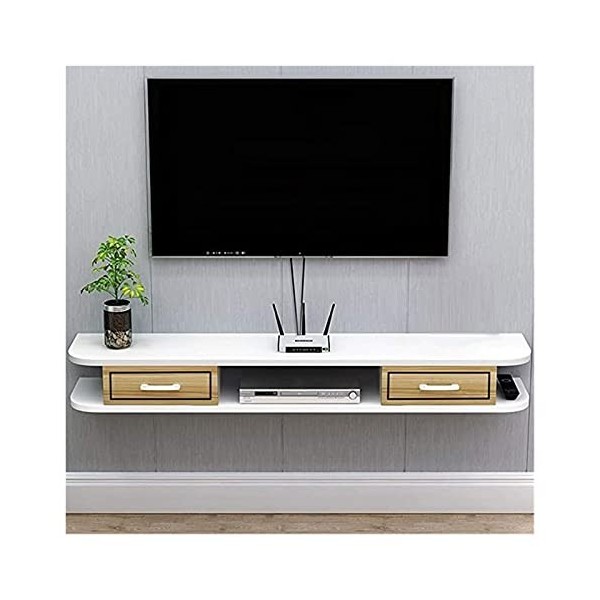 IBOWZ Meuble TV Suspendu Étagère TV Flottante Console TV Murale Meuble de Rangement TV avec 2 tiroirs Unité de Rangement pour