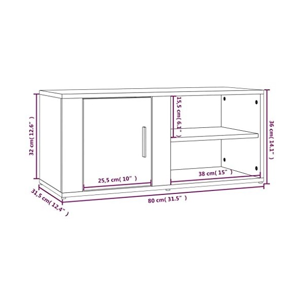 Higsose Meuble TV Salon Blanc 80x31,5x36 cm Bois dingénierie Design Tendance Armoire Multimédia Grand Espace de Rangement Ga