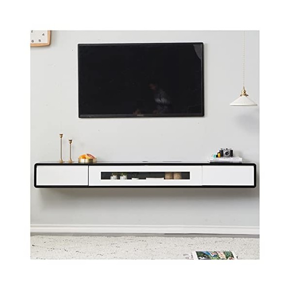 KiLoom Meuble TV Flottant, Meuble TV Mural, Console multimédia de Divertissement, étagères flottantes avec Porte, pour Niche 