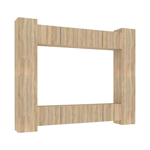 ZEYUAN Ensemble de Meubles TV 8 pcs Chêne Sonoma Bois dingénierie,Meuble TV,Table TV,Ensemble Meuble TV