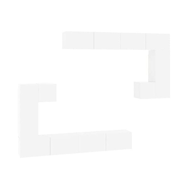 FAMIROSA Meuble TV Mural Blanc Brillant Bois dingénierie 97.2KG 