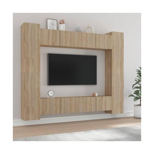 Camerina Ensemble de Meubles TV 8 pcs Chêne Sonoma Bois dingénierie,Meuble TV,Table TV,Ensemble Meuble TV