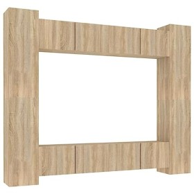 Camerina Ensemble de Meubles TV 8 pcs Chêne Sonoma Bois dingénierie,Meuble TV,Table TV,Ensemble Meuble TV