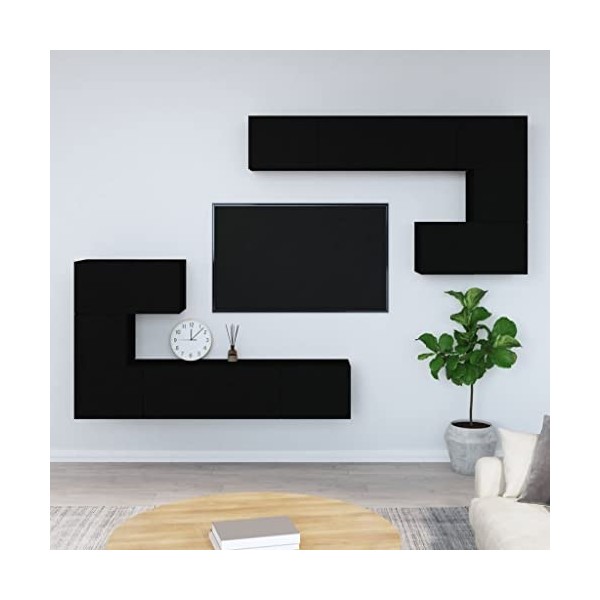 FAMIROSA Meuble TV Mural Noir Bois dingénierie 81.4KG 