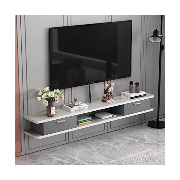 Meuble TV mural Console multimédia murale avec 2 portes 47,2", étagère flottante pour composants de meuble TV, étagères de ra