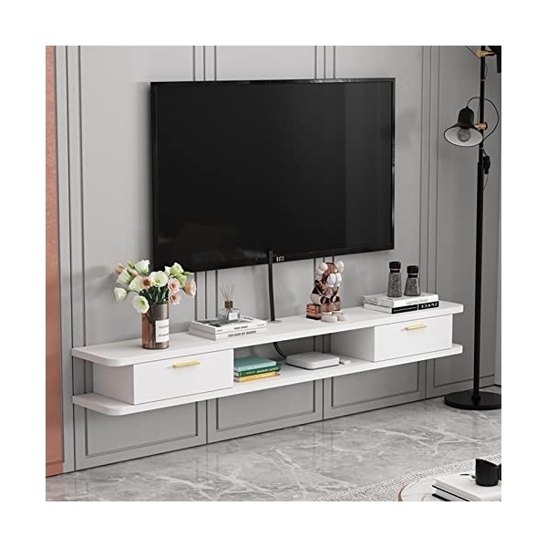 Meuble TV mural Console multimédia murale avec 2 portes 47,2", étagère flottante pour composants de meuble TV, étagères de ra