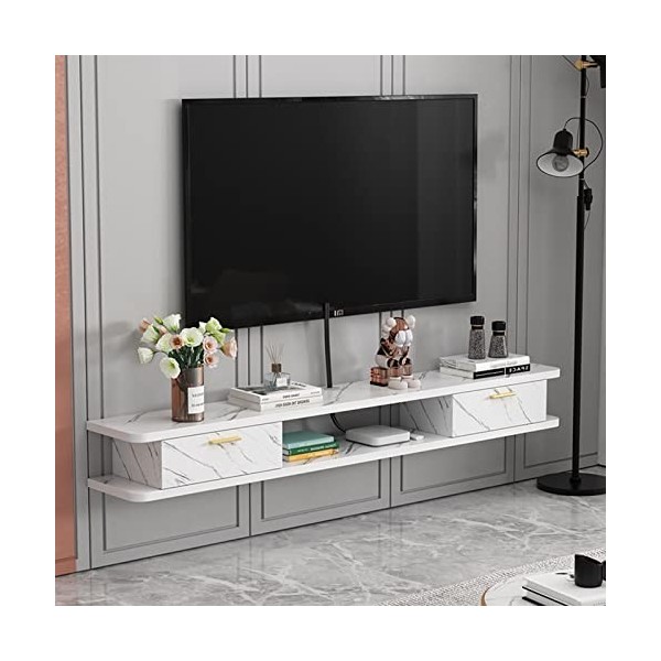 Meuble TV mural Console multimédia murale avec 2 portes 47,2", étagère flottante pour composants de meuble TV, étagères de ra