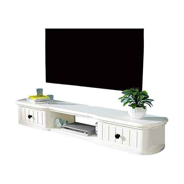 Meuble TV, Lowboard TV, étagères flottantes, étagère Flottante pour Composants de Meuble TV, en Bois de pin Naturel, Console 