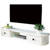 Meuble TV, Lowboard TV, étagères flottantes, étagère Flottante pour Composants de Meuble TV, en Bois de pin Naturel, Console 