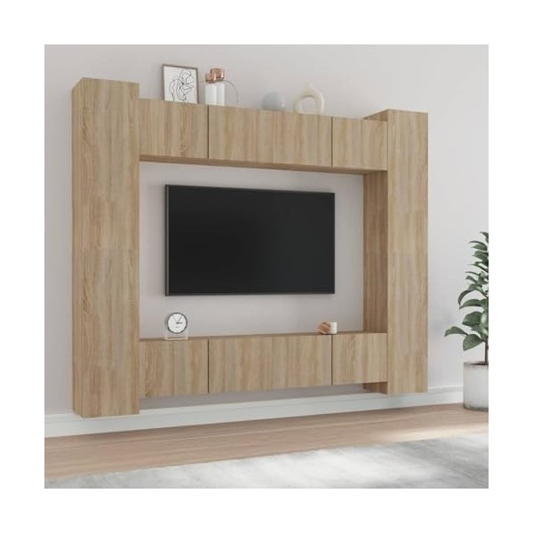LAPOOH Ensemble de Meubles TV 8 pcs Chêne Sonoma Bois dingénierie,Meuble TV,Table TV,Ensemble Meuble TV