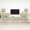 CIADAZ Ensemble de Meuble TV 7 pcs Chêne Sonoma Aggloméré,Meuble Haut Salon,Meuble TV Étagère,Meuble dangle TV