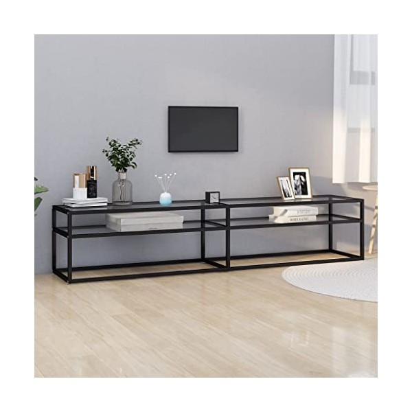 Meuble TV en verre trempé transparent 200 x 40 x 40,5 cm