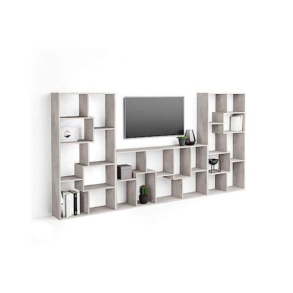 Mobili Fiver, Meuble TV Mural Iacopo, Frêne Noir, Made in Italy