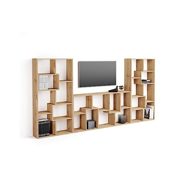 Mobili Fiver, Meuble TV Mural Iacopo, Frêne Noir, Made in Italy