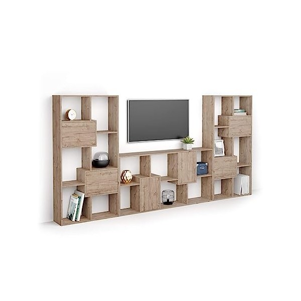 Mobili Fiver, Meuble TV Mural Iacopo, Frêne Noir, Made in Italy