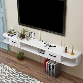 Meuble de télévision mural avec étagère murale à tiroir Étagère flottante Set top box Routeur Lecteur DVD Photo Jouet Étagère