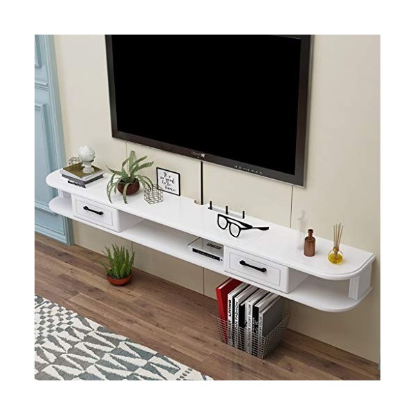 Meuble de télévision mural avec étagère murale à tiroir Étagère flottante Set top box Routeur Lecteur DVD Photo Jouet Étagère