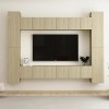 Tidyard Ensemble de Meubles TV 10 pcs Noir Aggloméré, Banc TV avec Compartiments de Stockage, Montage Mural Support de Télévi