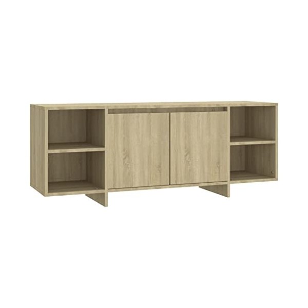 vidaXL Meuble TV Armoire Basse Centre de Divertissement Meuble Stéréo Salon Salle de Séjour Intérieur Sonoma Gris 130x35x50 c