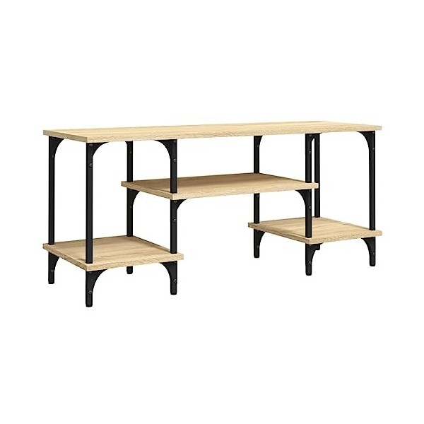 Higsose Meuble TV Design Élégant Chêne Sonoma 102x35x45,5 cm Bois dingénierie Meuble de Multimédia avec Pieds en Métal Meubl