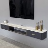 JUNNIU Meuble TV Flottant, Console Média Murale avec 2 Tiroirs, Étagère Vidéo Murale, Meuble TV, MDF+ Bois Massif/a/120Cm Dec