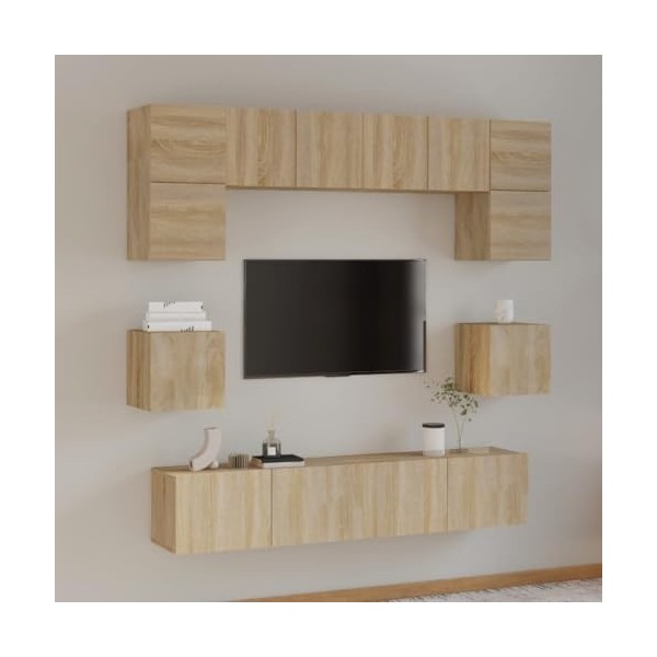 VEEKI Meuble TV, Meuble TV Suspendu, Meuble TV Industriel, Meuble TV Bois, Meuble Chambre, Convient pour Salon ou Chambre, En