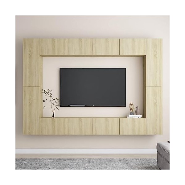 Meuble TV,Étagère TV Flottante, Support de Télévision Flottant Fixé au Mur Centre de Console Multimédia de Divertissement Gra